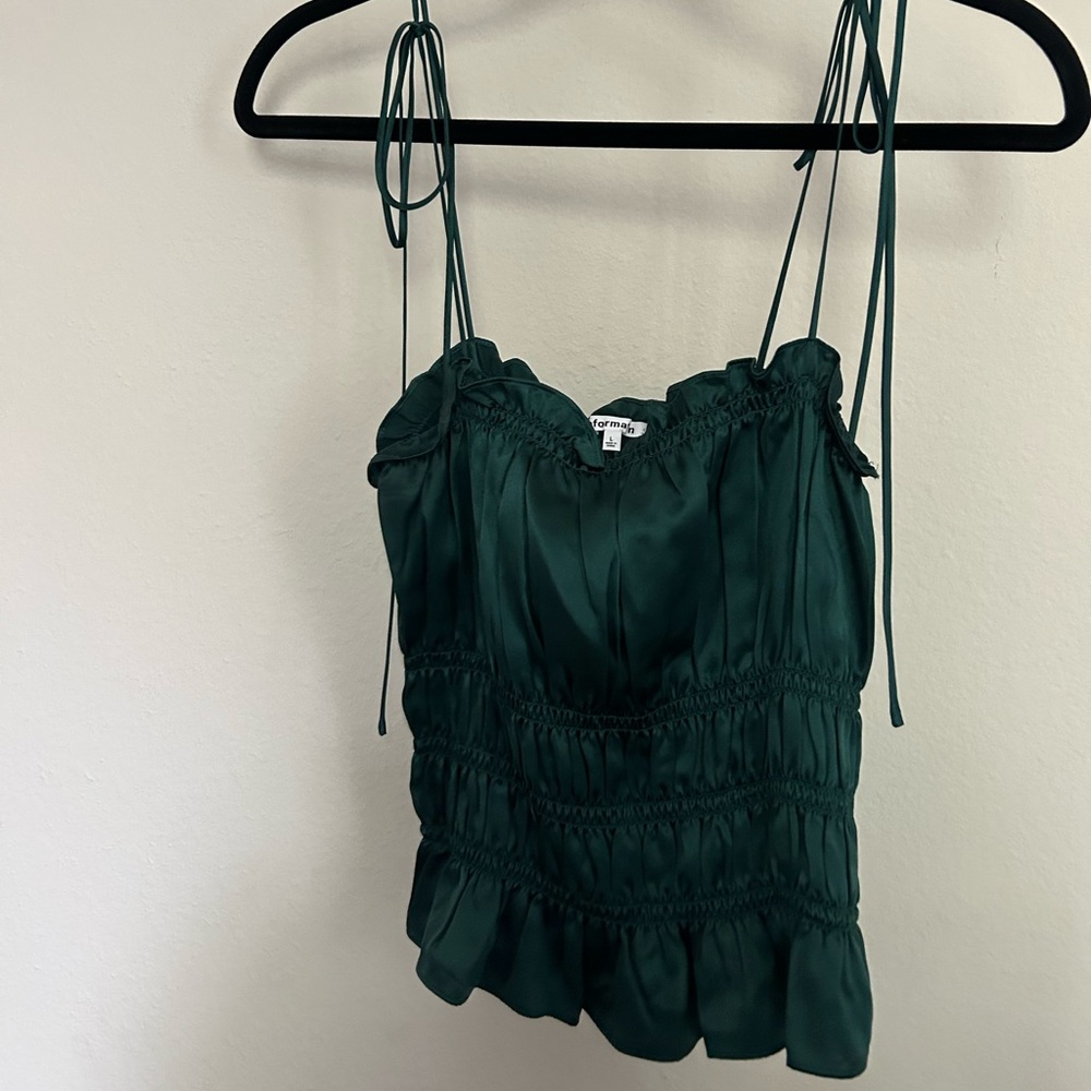 Reformation Satin Emerald Green top